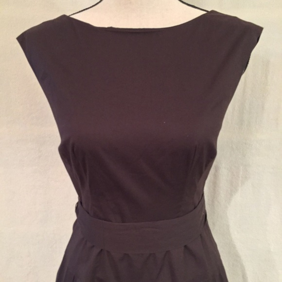 hoshanna brown boatneck stretch cotton fit & flare dress - Picture 3 of 8